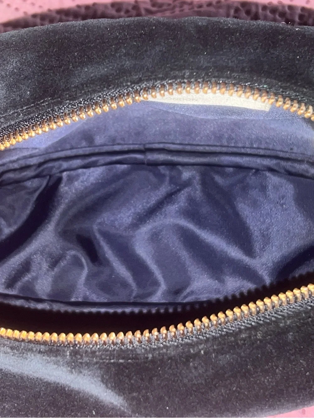 Embroidered Black Velvet Zebra Cosmetic case with Tropical Motif